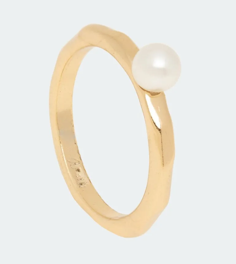 Outlet Anekke Anillo Dorado Con Perla Fehu