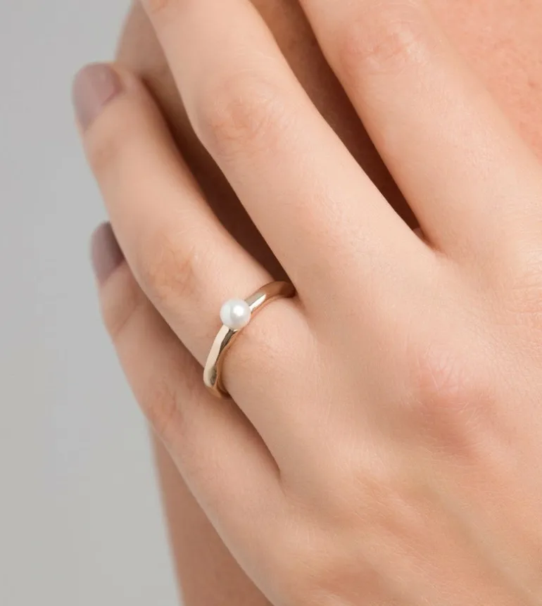Outlet Anekke Anillo Dorado Con Perla Fehu