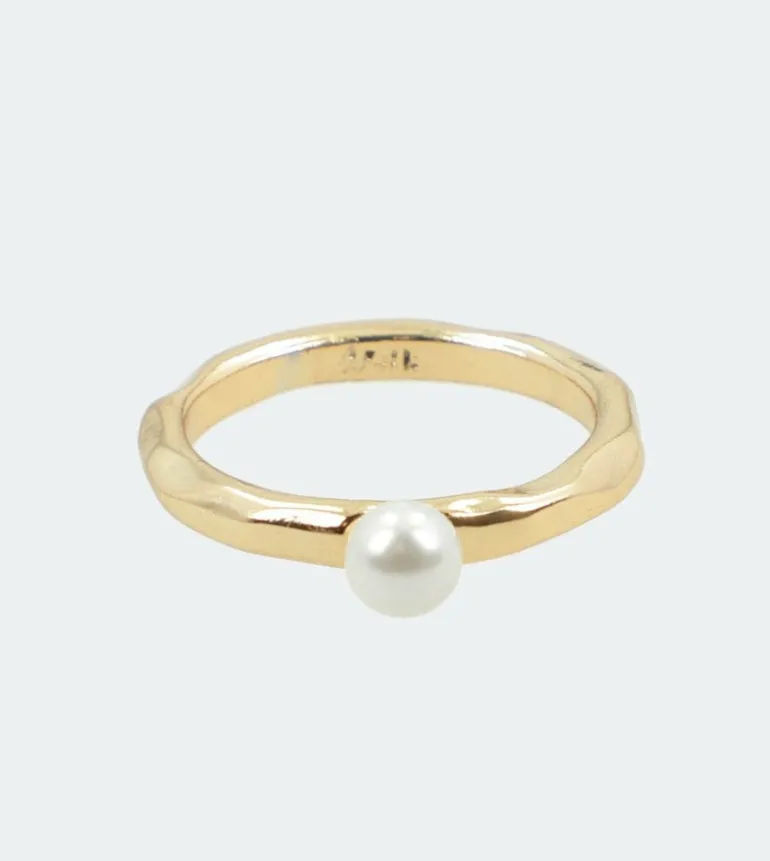 Outlet Anekke Anillo Dorado Con Perla Fehu