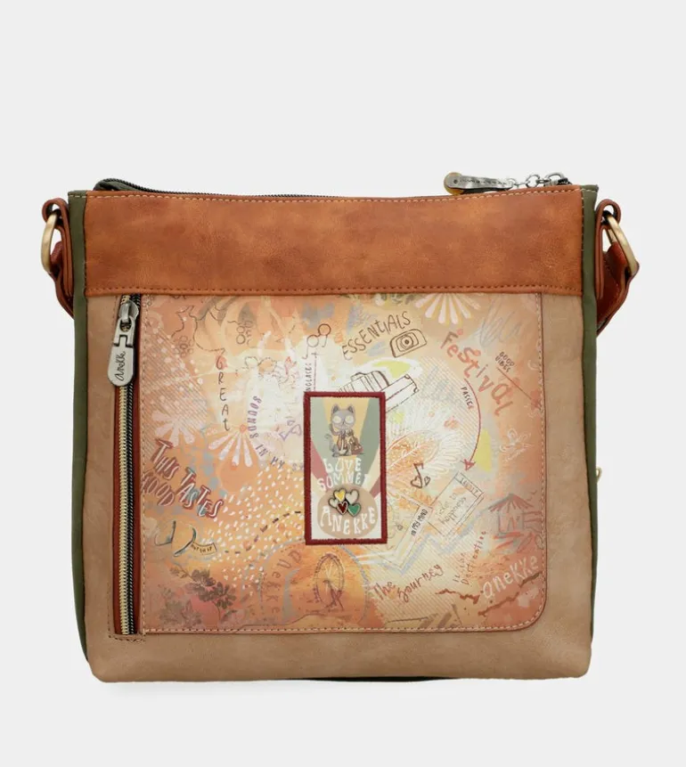 Best Anekke Bandolera Cuadrada Peace & Love Camel