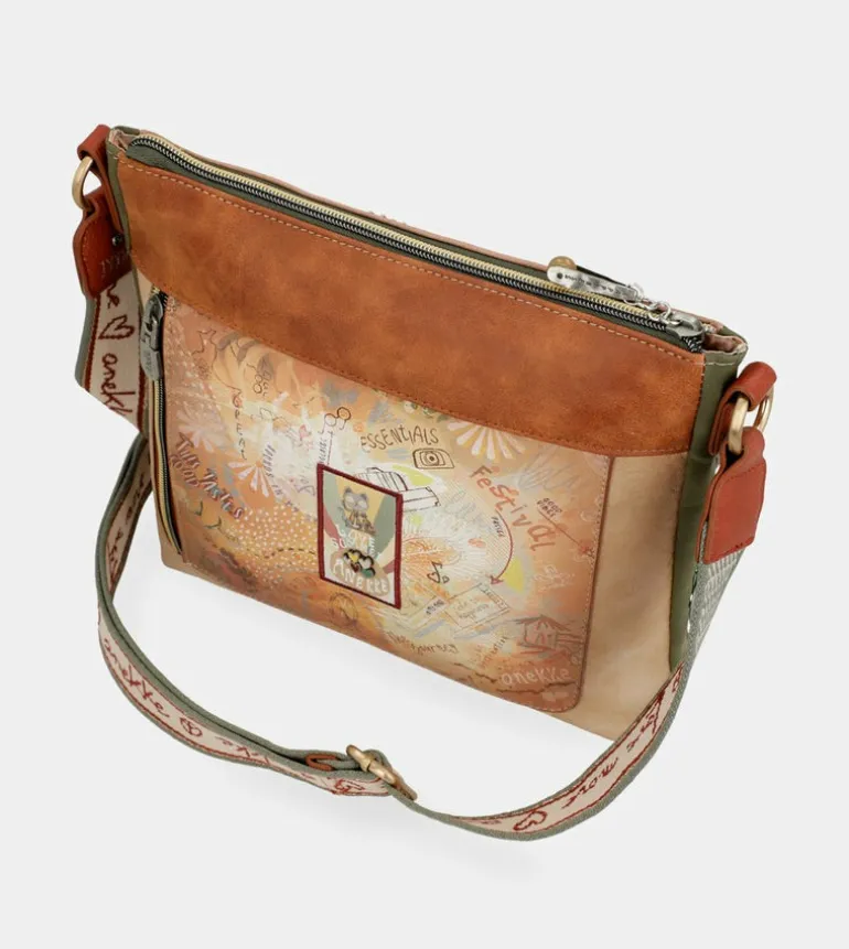Best Anekke Bandolera Cuadrada Peace & Love Camel