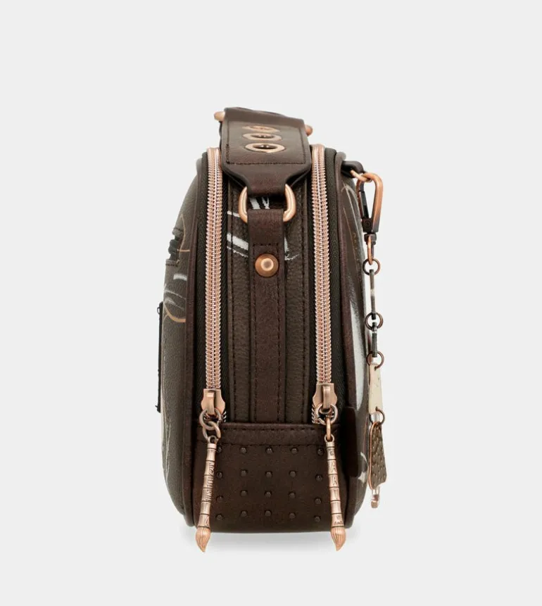 Shop Anekke Bandolera Marron 2 Compartimentos Nature Shodo