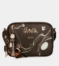 Shop Anekke Bandolera Marron 2 Compartimentos Nature Shodo