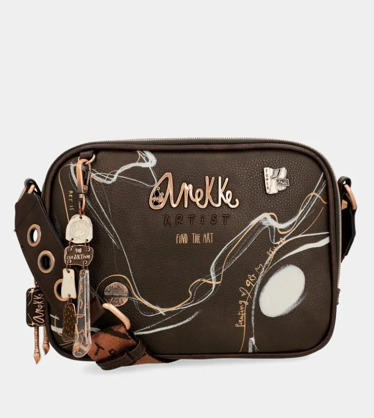 Shop Anekke Bandolera Marron 2 Compartimentos Nature Shodo