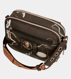 Shop Anekke Bandolera Marron 2 Compartimentos Nature Shodo