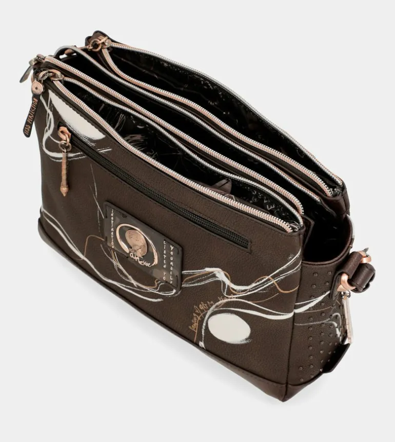 Store Anekke Bandolera Marron 3 Compartimentos Nature Shodo