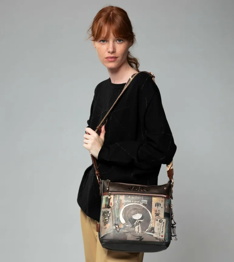 Clearance Anekke Bandolera Marron Mediana Shoen
