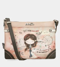 Clearance Anekke Bandolera Mediana Peace & Love Rosa