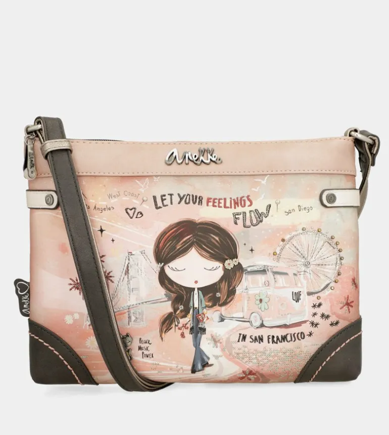 Clearance Anekke Bandolera Mediana Peace & Love Rosa
