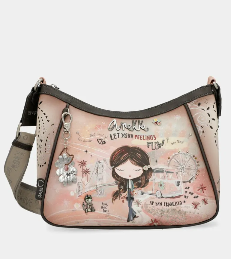 Flash Sale Anekke Bandolera Peace & Love Rosa