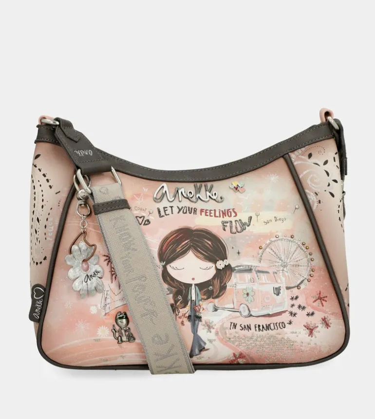 Flash Sale Anekke Bandolera Peace & Love Rosa