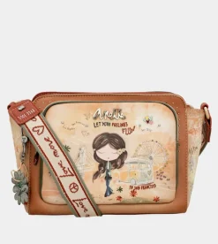 Online Anekke Bandolera Rectangular Peace & Love Camel
