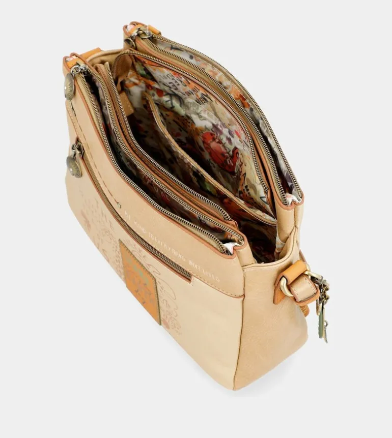 Shop Anekke Bandolera Tres Compartimentos Dorada Nature Pachamama