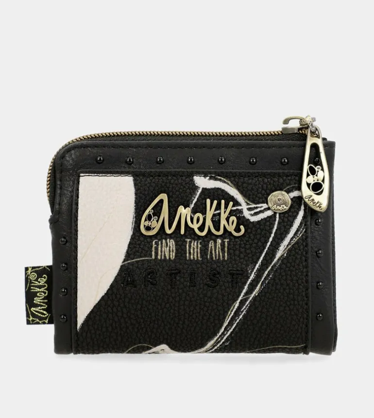 Outlet Anekke Billetero Negro Pequeno Rfid Nature Shodo