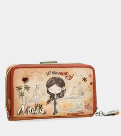 New Anekke Billetero Rfid Mediano Peace & Love Camel