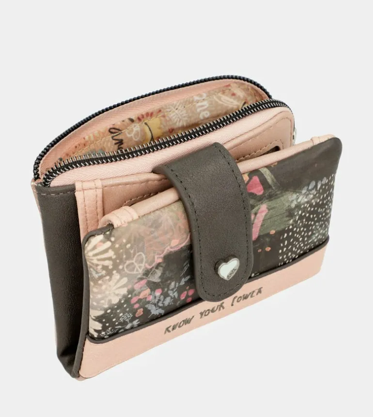 Discount Anekke Billetero Rfid Pequeno Peace & Love Rosa