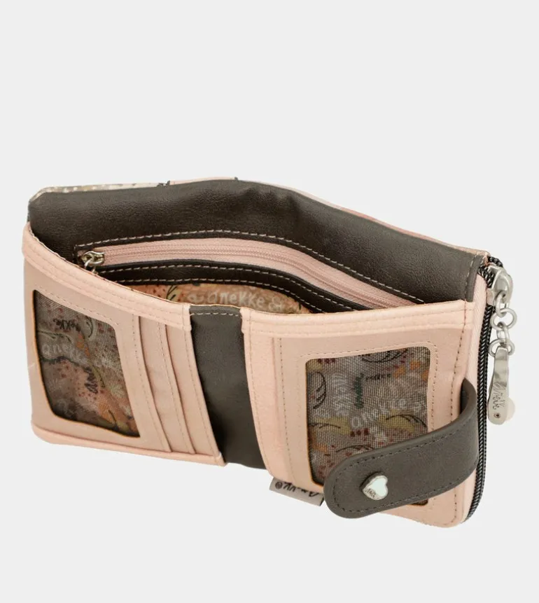 Discount Anekke Billetero Rfid Pequeno Peace & Love Rosa