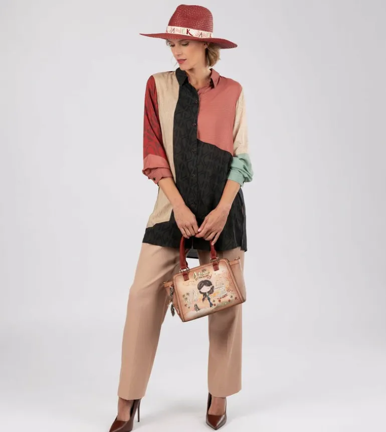 Online Anekke Bolso Bowling Peace & Love Camel
