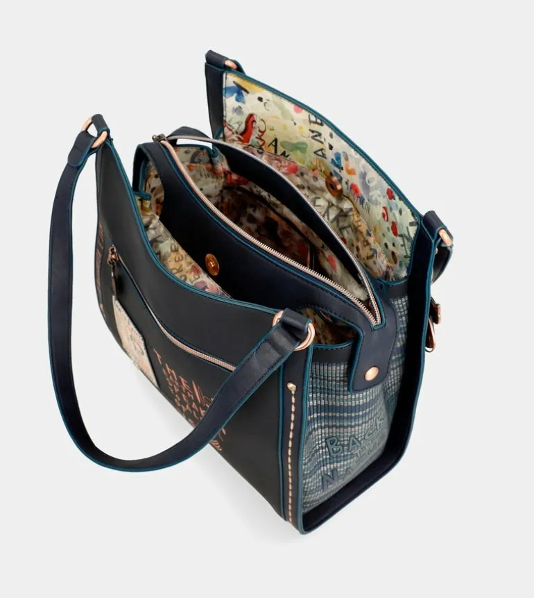 Online Anekke Bolso De Hombro Azul Marino Nature Pachamama