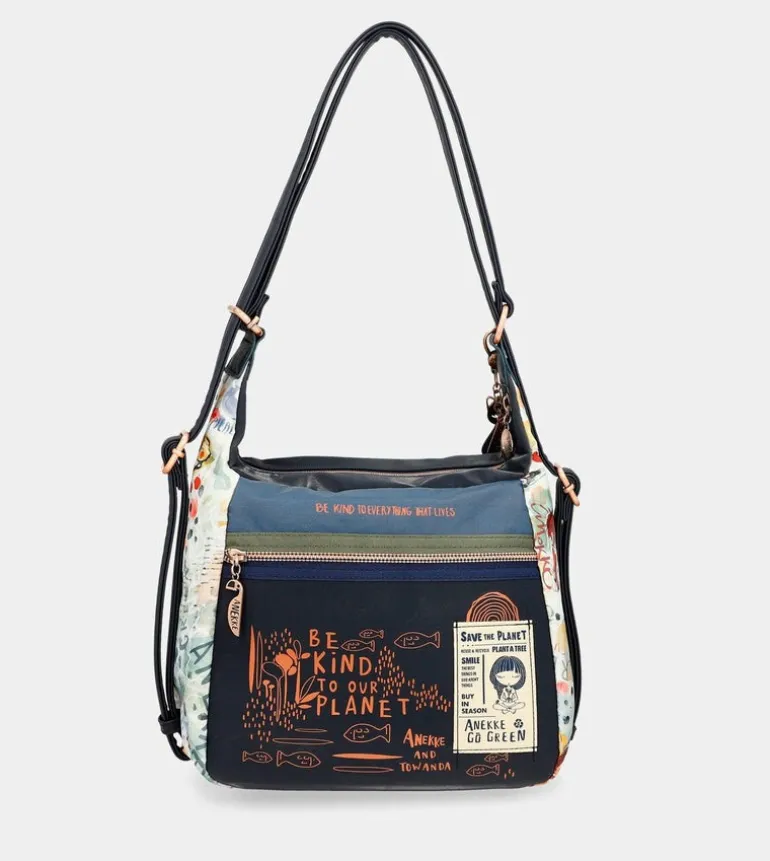New Anekke Bolso De Hombro Convertible En Mochila Nature Pachamama