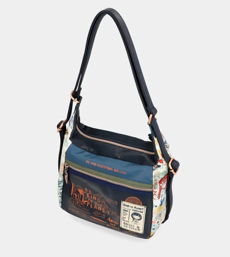 New Anekke Bolso De Hombro Convertible En Mochila Nature Pachamama
