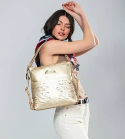 Shop Anekke Bolso Dorado Convertible En Mochila Nature Pachamama