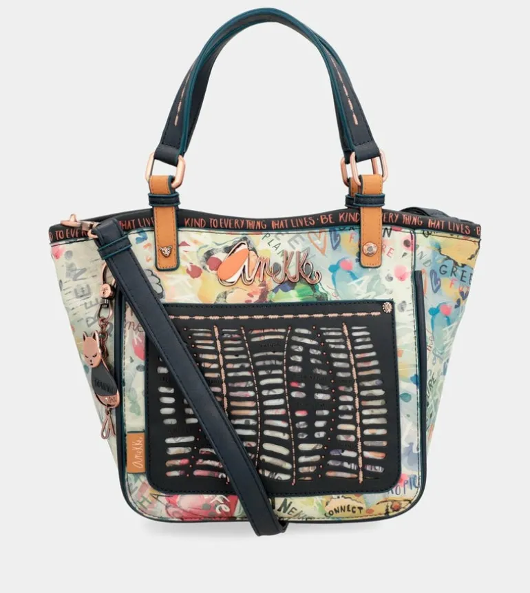 Hot Anekke Bolso Estampado Azul Marino Nature Pachamama