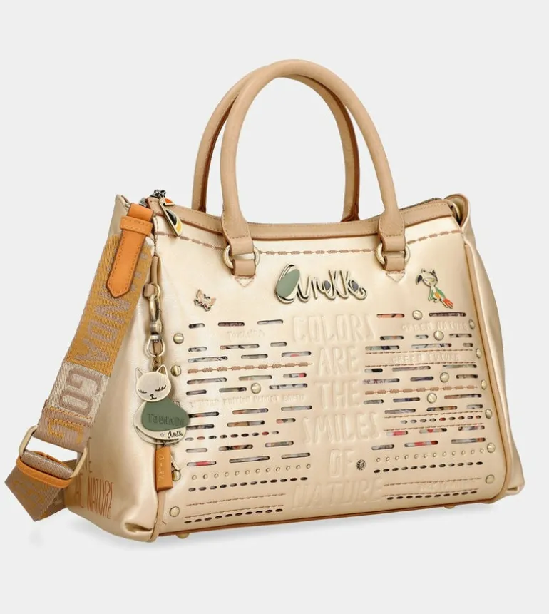 Best Sale Anekke Bolso Tipo Doctor Dorado Nature Pachamama