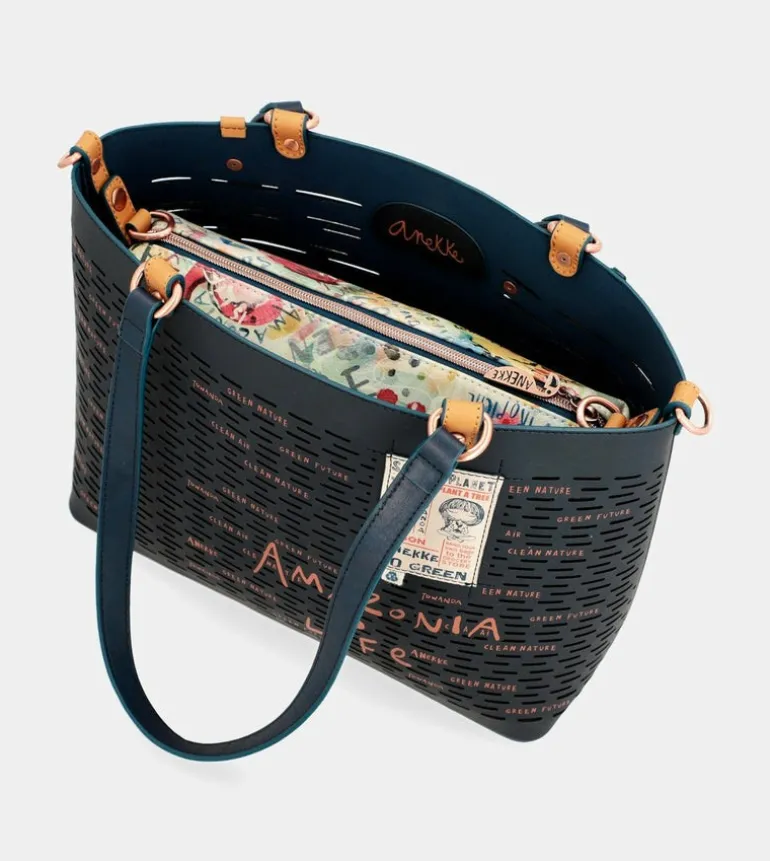 New Anekke Bolso Tote Grande Azul Marino Nature Pachamama