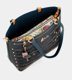 New Anekke Bolso Tote Grande Azul Marino Nature Pachamama