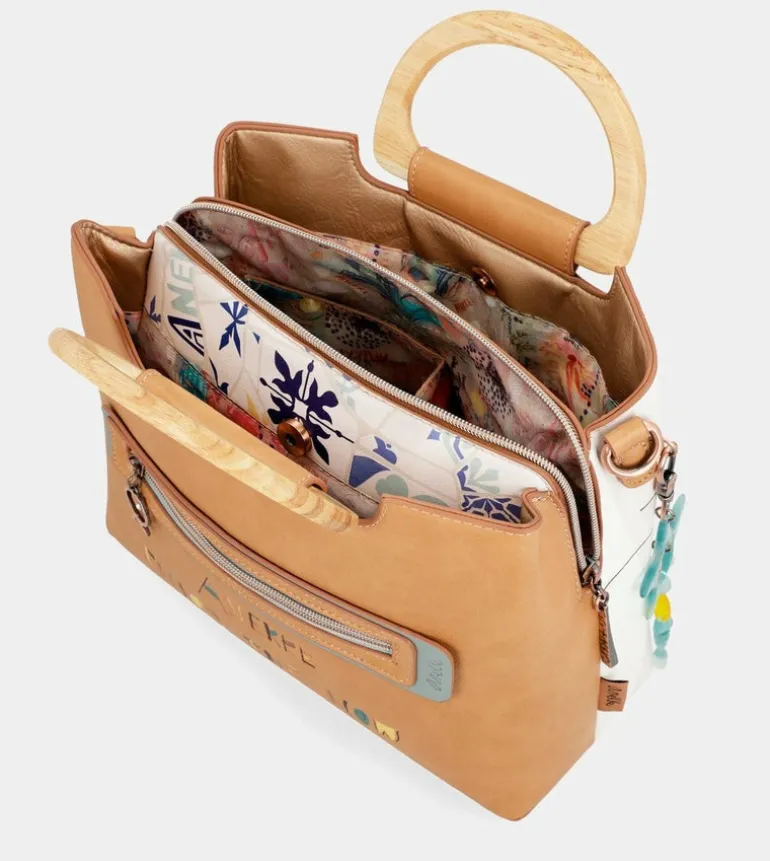Online Anekke Bolso Triple Compartimento Con Asa De Madera Sunrise