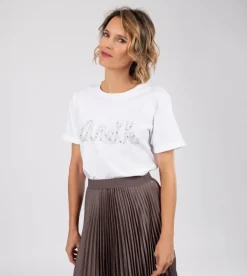 Flash Sale Anekke Camiseta Blanca Purpurina