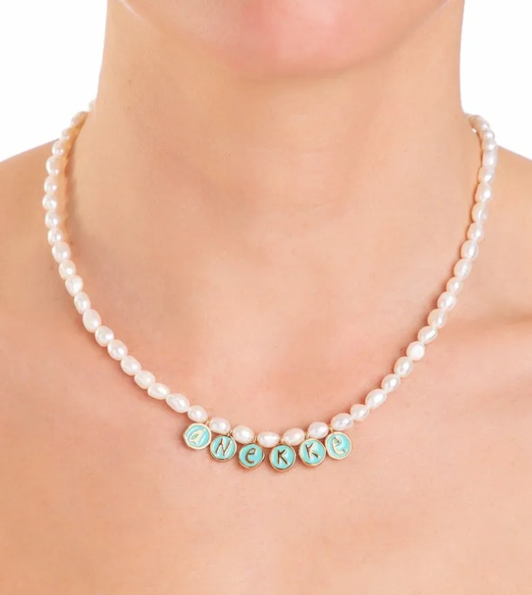 Store Anekke Collar De Perlas Con Chapitas Doradas Calm