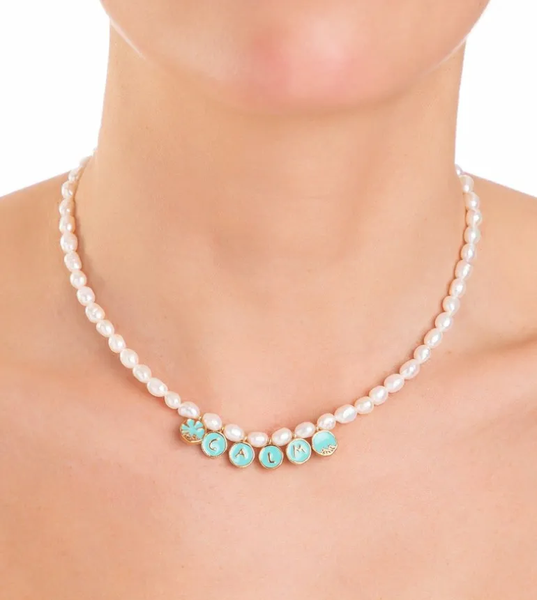 Store Anekke Collar De Perlas Con Chapitas Doradas Calm
