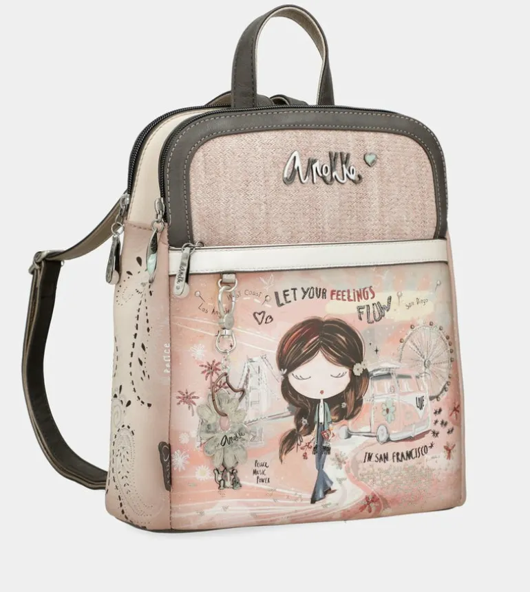 Flash Sale Anekke Mochila 2 Compartimentos Peace & Love Rosa