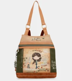 Online Anekke Mochila Antirrobo Peace & Love Camel