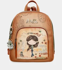 Best Anekke Mochila Mediana Peace & Love Camel