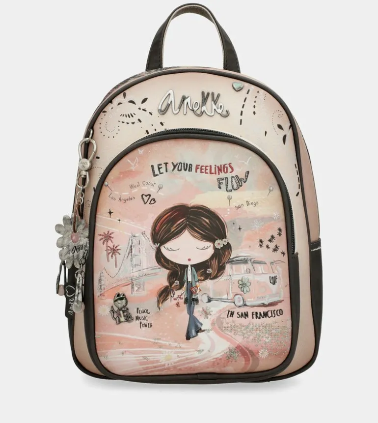 Clearance Anekke Mochila Mediana Peace & Love Rosa