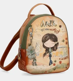 Sale Anekke Mochila Pequena Peace & Love Camel