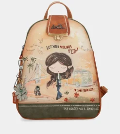 Store Anekke Mochila Triple Compartimento Peace & Love Camel