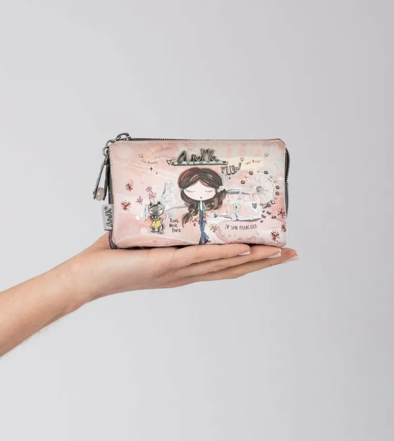 Store Anekke Monedero 3 Compartimentos Peace & Love Rosa