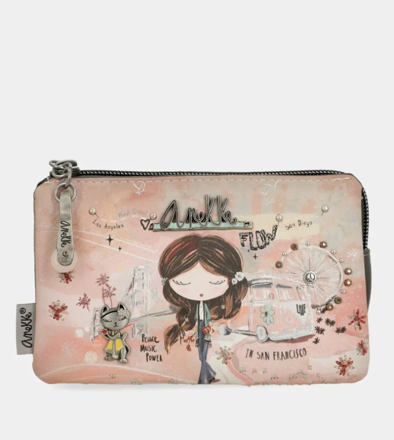 Store Anekke Monedero 3 Compartimentos Peace & Love Rosa