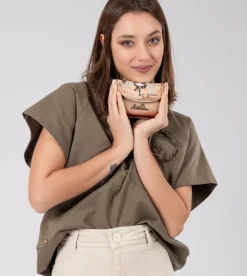 Store Anekke Monedero Con Solapa Peace & Love Camel