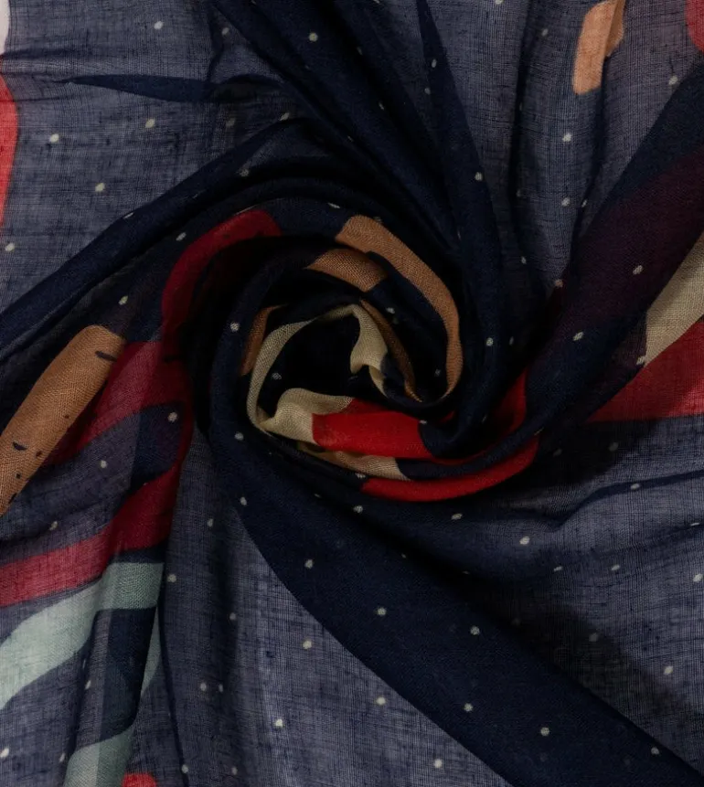 Fashion Anekke Panuelo Azul Marino Estampado Kene