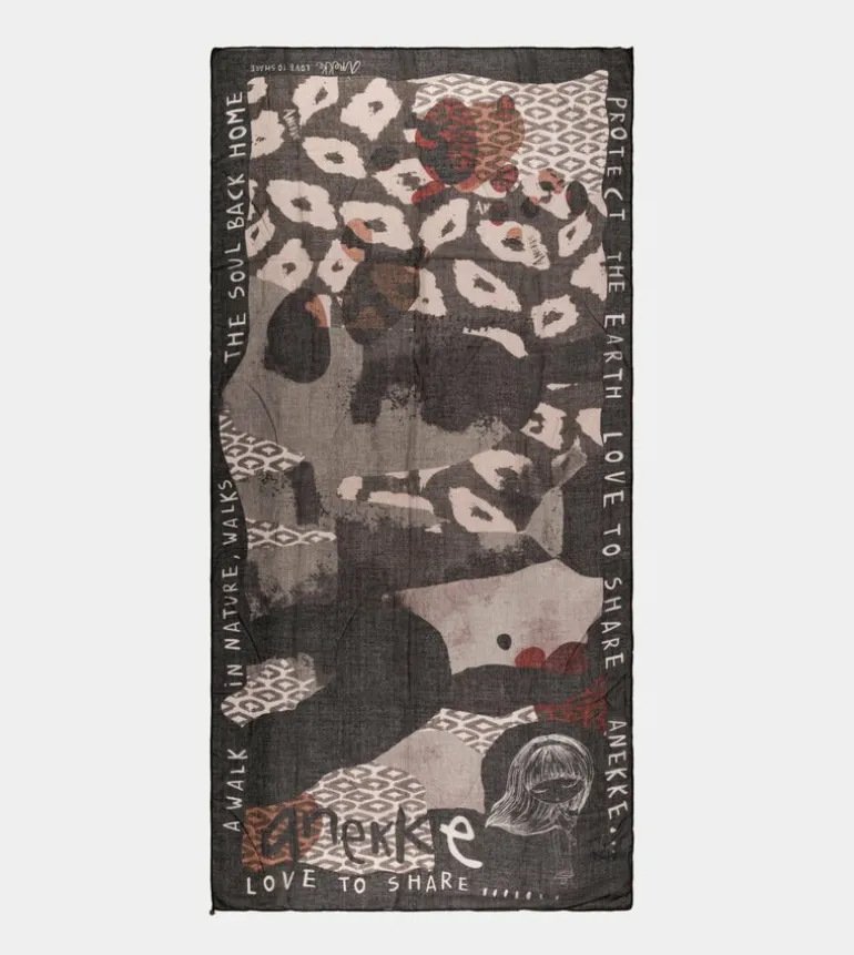 New Anekke Panuelo Negro Estampado Amazonia