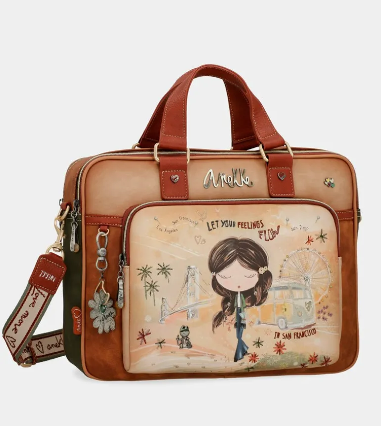 Outlet Anekke Portadocumentos Peace & Love Camel