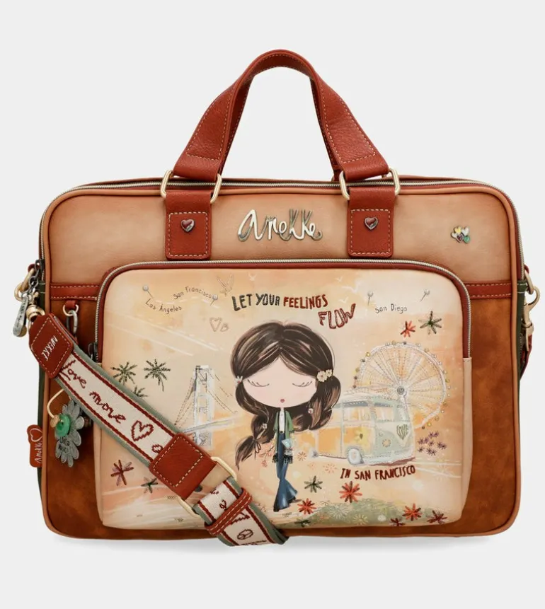 Outlet Anekke Portadocumentos Peace & Love Camel