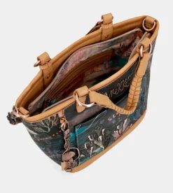 Best Sale Anekke Shopper Ovalada Negra Con Bandolera Coral
