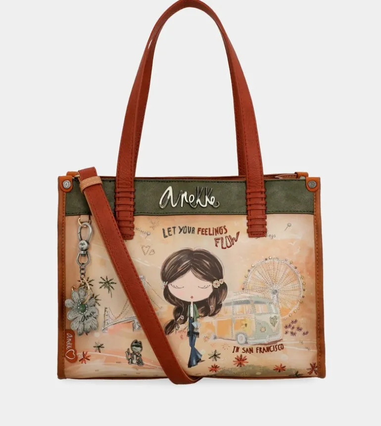 Best Sale Anekke Tote Peace & Love Camel